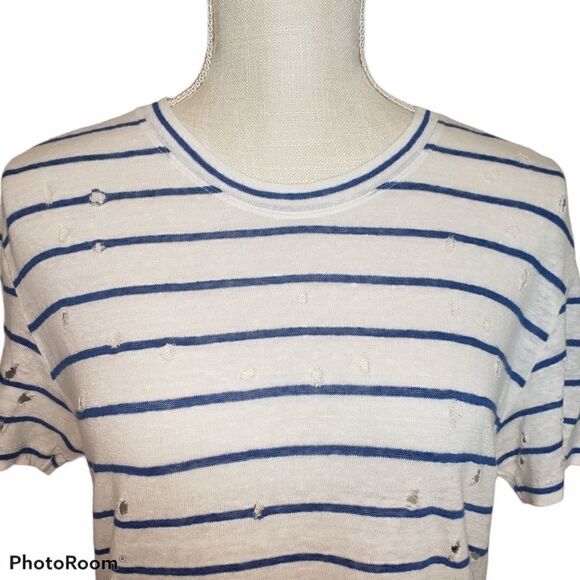 IRO Mina 100% Linen Distressed Short Sleeve Top - Picture 6 of 11